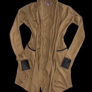 Nicole Richie Collection Tan Cardigan with Black Accents